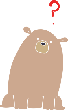 Bir insan tarafından çizilmiş düz renkli çizgi film meraklısı ayı.