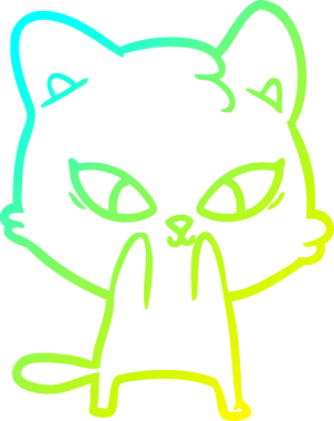 Bir insan tarafından çizilmiş bir çizgi film kedisinin soğuk gradyan çizgisi.