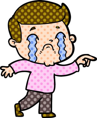 Bir insan tarafından çizilmiş ağlayan çizgi film adamı.