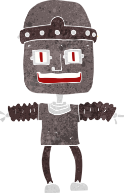 Bir insan tarafından çizilmiş çizgi film robotu