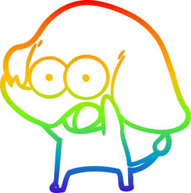 Gökkuşağı gradyan çizgisi bir insan tarafından çizilmiş şirin bir fil çizimi