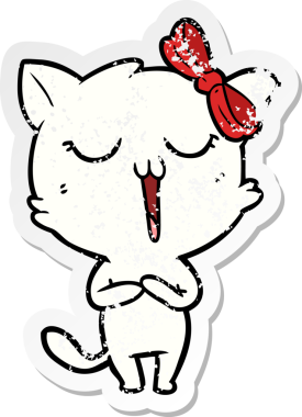 Bir insan tarafından çizilmiş karikatür bir kedinin sıkıntılı çıkartması.