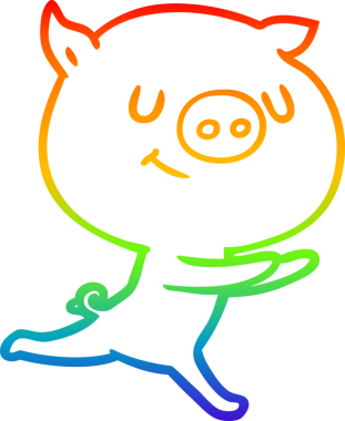 gökkuşağı gradyan çizimi mutlu çizgi domuz çizimi bir insan tarafından çizilmiş