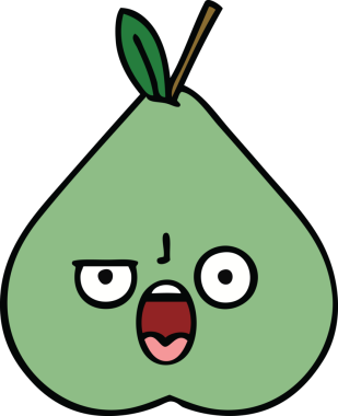 Bir insan tarafından çizilmiş yeşil armut karikatürü.