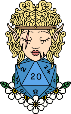 Retro Dövme Tarzı Bir insan tarafından çizilmiş 20 zarlı barbar karakter