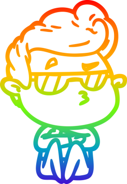 Gökkuşağı gradyan çizimi. Bir insan tarafından çizilmiş havalı bir adamın çizimi.