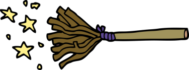 Bir insan tarafından çizilmiş sihirli süpürge.