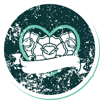 Bir insanın çizdiği çiçekli kalp ve pankartın sembolik dövmeli resmi.