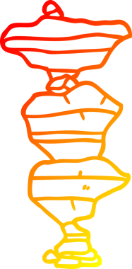 Bir insan tarafından çizilmiş istiflenmiş taşlardan oluşan bir karikatürün sıcak çizgi çizimi