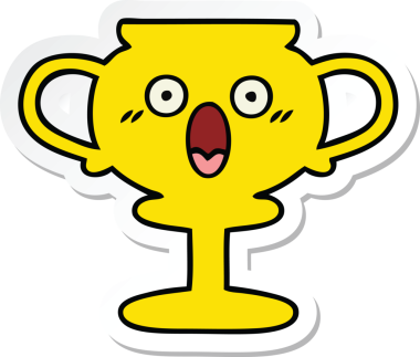 Bir insan tarafından çizilmiş şirin bir karikatür kupasının çıkartması.