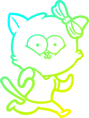 Bir insan tarafından çizilen çizgi film kedisinin soğuk gradyan çizgisi.