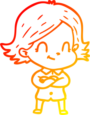 Bir insan tarafından çizilmiş, karikatür dostu bir kız çizimi.