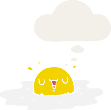 Düşünce baloncuklu çizgi film sahanda yumurta insan tarafından çizilmiş.