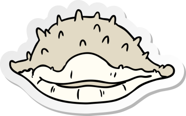 Bir insan tarafından çizilmiş deniz kabuğunun el çizimi karikatürü.