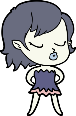 Bir insan tarafından çizilmiş şirin vampir kız çizgi filmi.