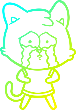 Bir insan tarafından çizilmiş ağlayan bir çizgi filmin soğuk gradyan çizimi