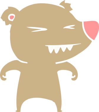 kızgın ayı düz renkli çizgi film bir insan tarafından çizildi.