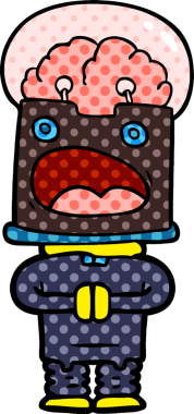 Bir insan tarafından çizilmiş çizgi film robotu