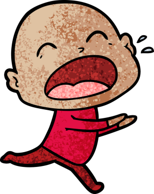 Bir insan tarafından çizilmiş kel adam diye bağıran çizgi film.