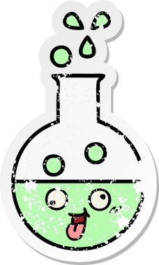 Bir insan tarafından çizilmiş şirin bir çizgi film test tüpünün sıkıntılı çıkartması.