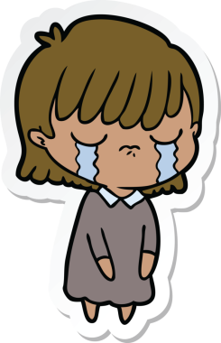 Bir insan tarafından çizilmiş, ağlayan bir karikatür kadının çıkartması.