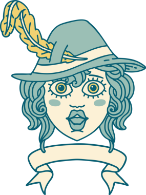 Retro Dövme Tarzı İnsan Ozan Karakteri Bir insan tarafından çizilmiş afiş