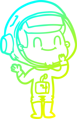 Bir insan tarafından çizilmiş mutlu bir astronot çizgi roman çizimi.