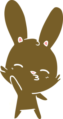 Bir insan tarafından çizilmiş garip dalgalı tavşancık düz renkli çizgi film