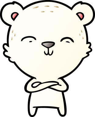 Bir insan tarafından çizilmiş mutlu kutup ayısı çizgi filmi.