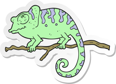 Bir insan tarafından çizilmiş bir bukalemunun çıkartması.