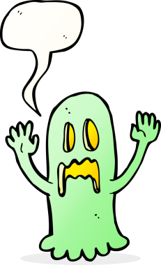 Bir insan tarafından çizilmiş konuşma baloncuğu olan karikatür hayaleti.