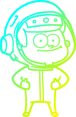 Bir insan tarafından çizilmiş mutlu bir astronot çizgi filmi.