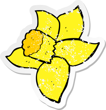 Bir insan tarafından çizilmiş karikatür nergis desenli bir yapıştırma.