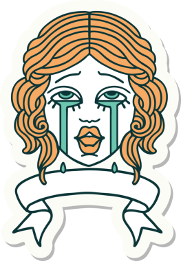 Bir insan tarafından çizilmiş çok mutlu bir kadın yüzü dövmesi çıkartması.