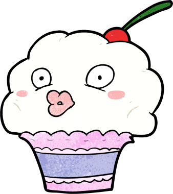 Bir insan tarafından çizilmiş komik bir kek.