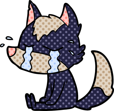 Bir insan tarafından çizilmiş ağlayan kurt çizgi filmi.