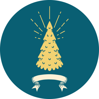 Bir insan tarafından çizilmiş çam ağacının dövme ikonu