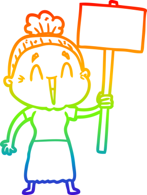 Gökkuşağı gradyan çizgi çizimi Bir insan tarafından çizilmiş mutlu yaşlı kadın