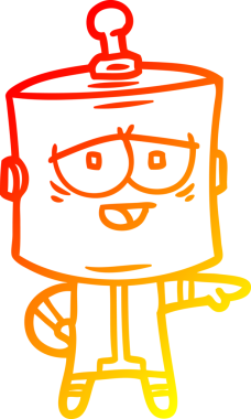 Bir insan tarafından çizilen çizgi film robotunun sıcak çizgi çizimi