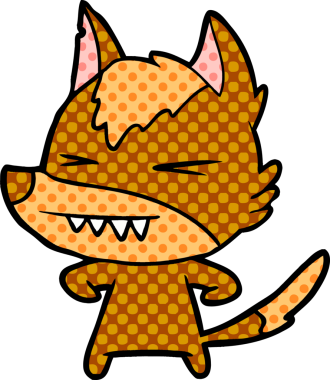 Bir insan tarafından çizilmiş tilki çizgi film karakteri