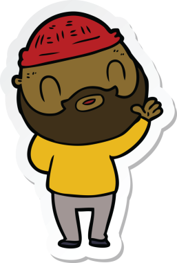 Bir insan tarafından çizilmiş sakallı bir adamın çıkartması.