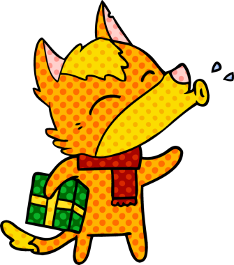 Bir insan tarafından çizilmiş tilki çizgi film karakteri.