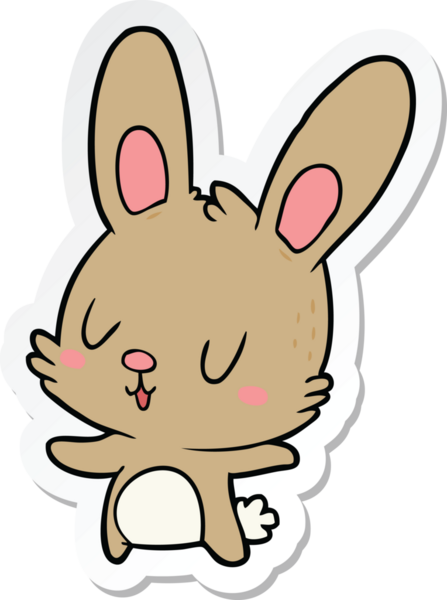 Bir insan tarafından çizilmiş şirin bir tavşanın çıkartması.