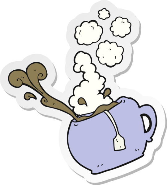 Bir insan tarafından çizilmiş bir fincan çayın çıkartması.