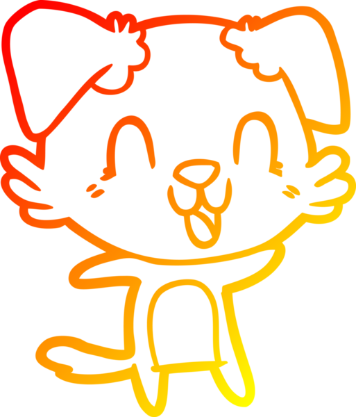 Bir insan tarafından çizilmiş gülen çizgi film köpeğinin sıcak çizgi çizgisi.