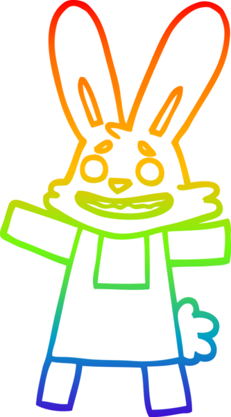 Bir insan tarafından çizilmiş gülümseyen tavşanın çizimi.