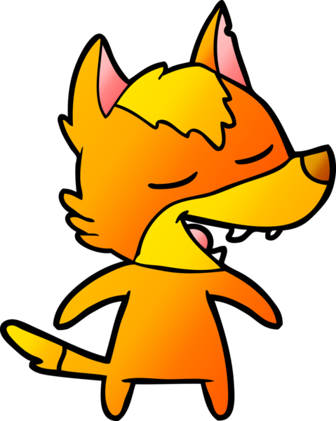 Bir insan tarafından çizilmiş tilki çizgi film karakteri
