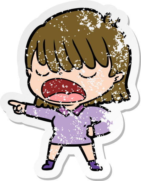 Bir insan tarafından yüksek sesle çizilmiş karikatür kadının sıkıntılı çıkartması.