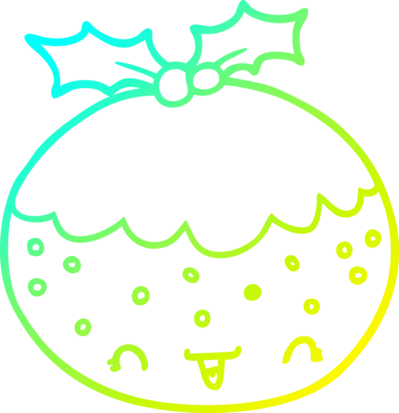 Soğuk gradyan çizgisi bir insan tarafından çizilmiş tatlı bir Noel pudinginin çizimi.