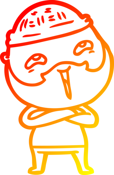 Bir insan tarafından çizilmiş mutlu sakallı bir adamın çizgi çizimi.